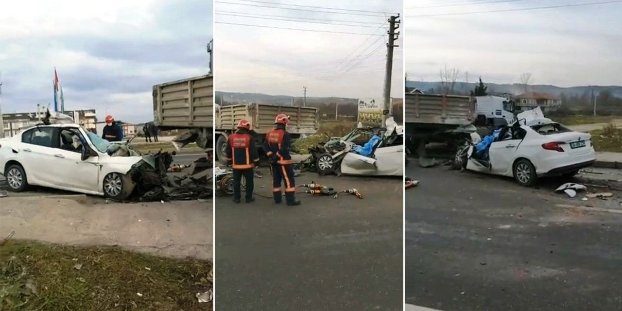 Tıra çarpan otomobil paramparça oldu! Sürücü kaza yerinde hayatını kaybetti