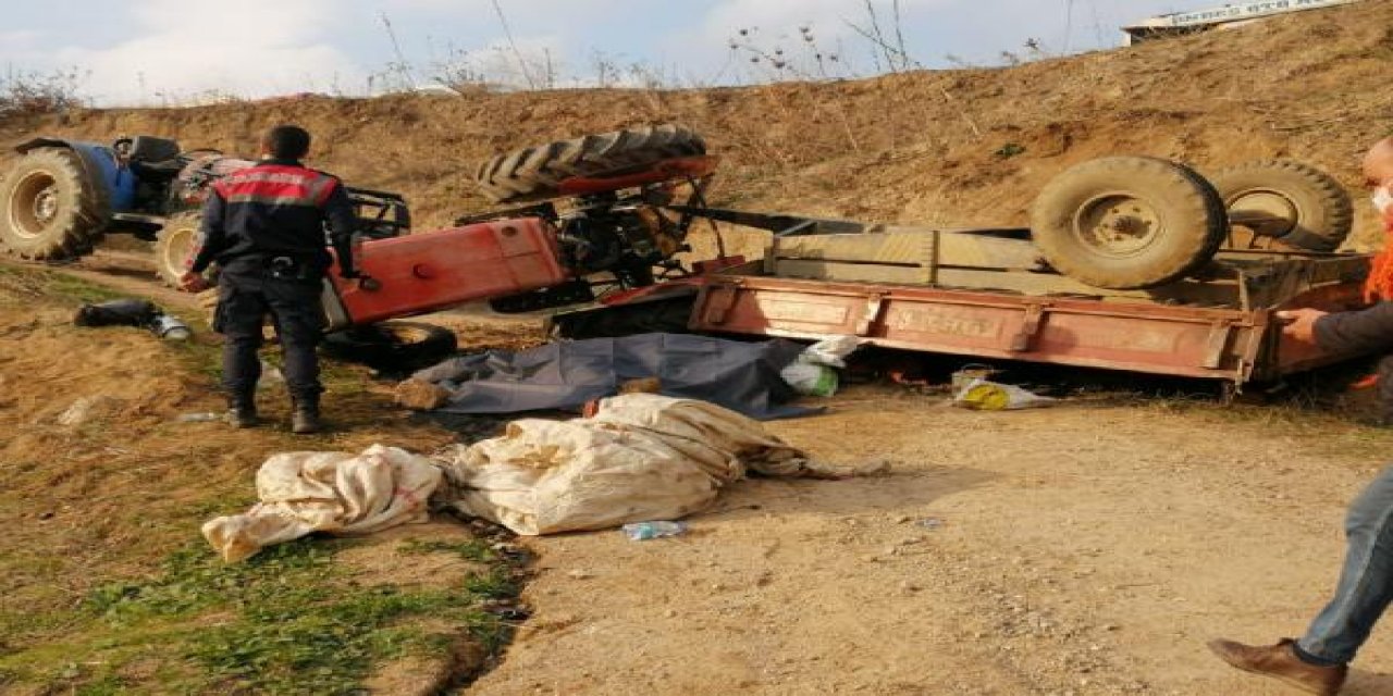 Traktör şarampole devrildi: 1 ölü, 2 yaralı
