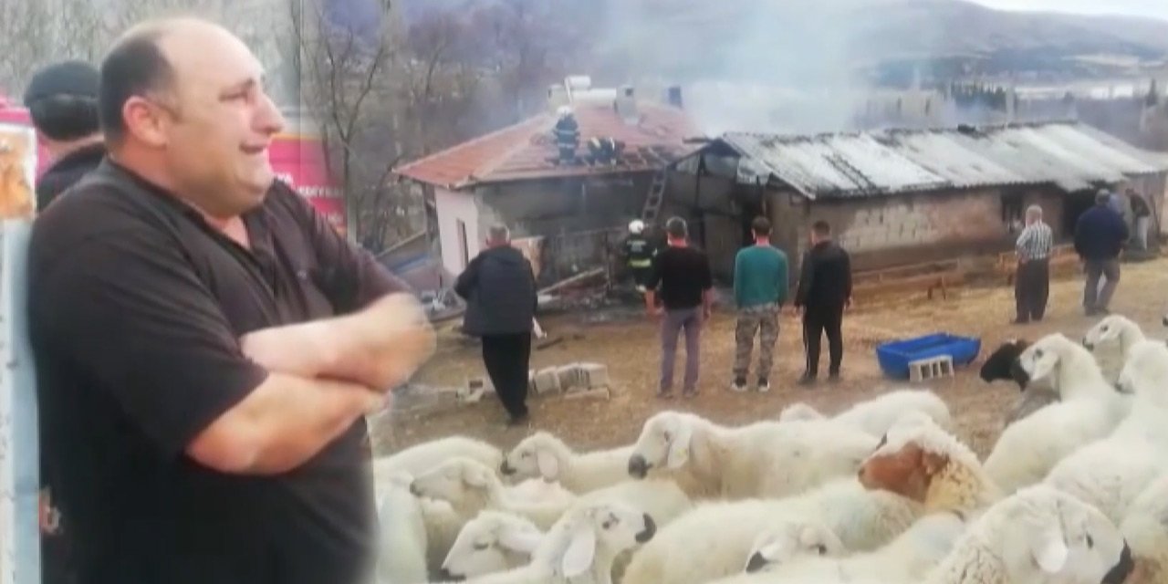 Konya'da 38 küçükbaş hayvanı yangında telef olan yetiştirici "bittim ben, yandım ben" diyerek gözyaşı döktü