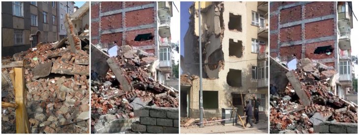 Yıkım yaparken bitişikteki binaya da zarar verdiler! Yer Konya…