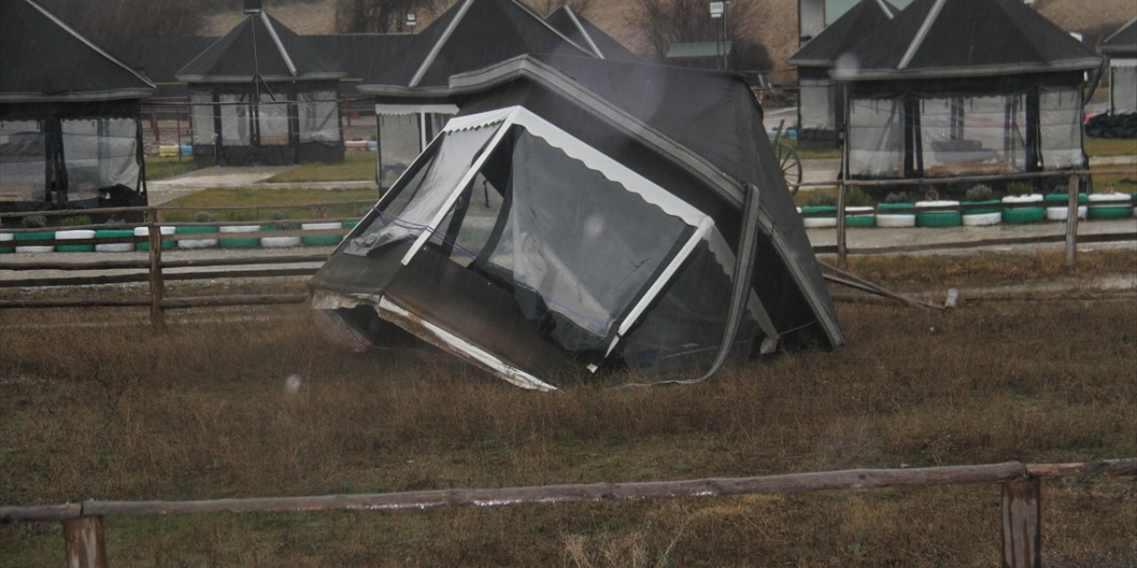 Beyşehir'de şiddetli rüzgar ağaç devirdi, çadır söktü! Balıkçılar mesaiye ara verdi