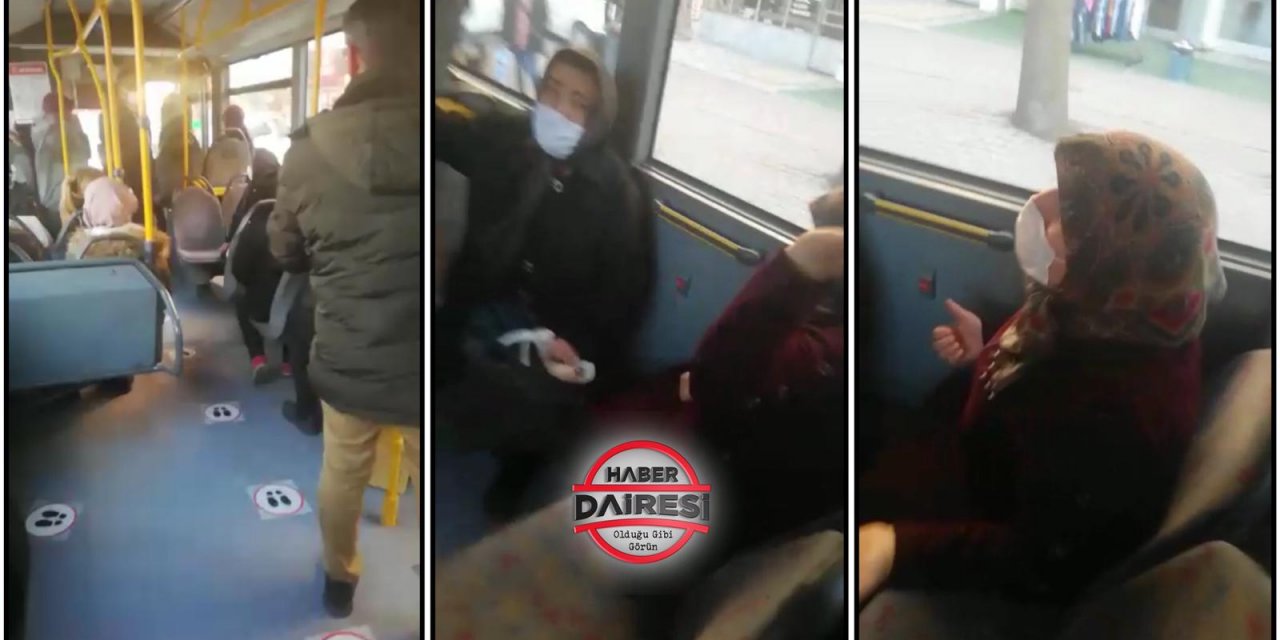 Konya’da belediye otobüsünde maske tartışması! Savunmaları pes dedirtti
