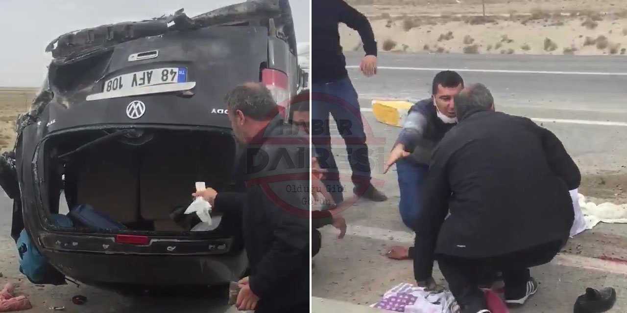 Konya’da karşı yola geçen hafif ticari araç devrildi! Anne ve kızı ağır yaralı