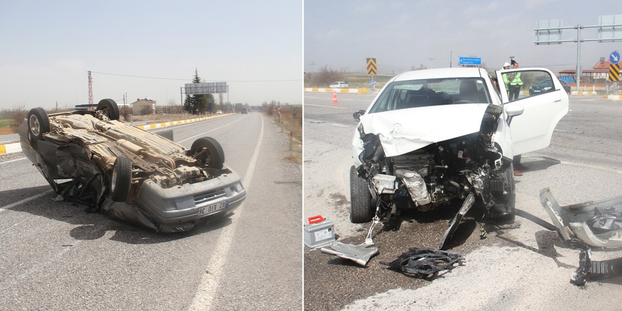Konya'da otomobiller çarpıştı, 7 kişi ölümden döndü