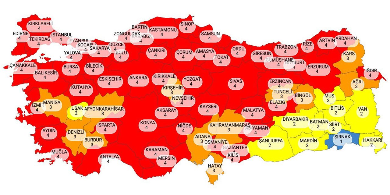 Risk haritası yayınlandı! Konya yine 'kırmızı'