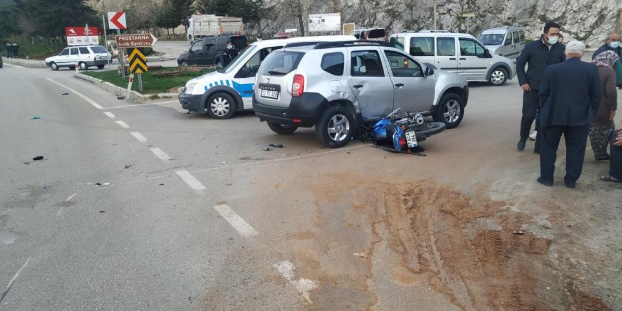 Konya yolunda cip motosikletle çarpıştı, iki sürücü de yaralandı