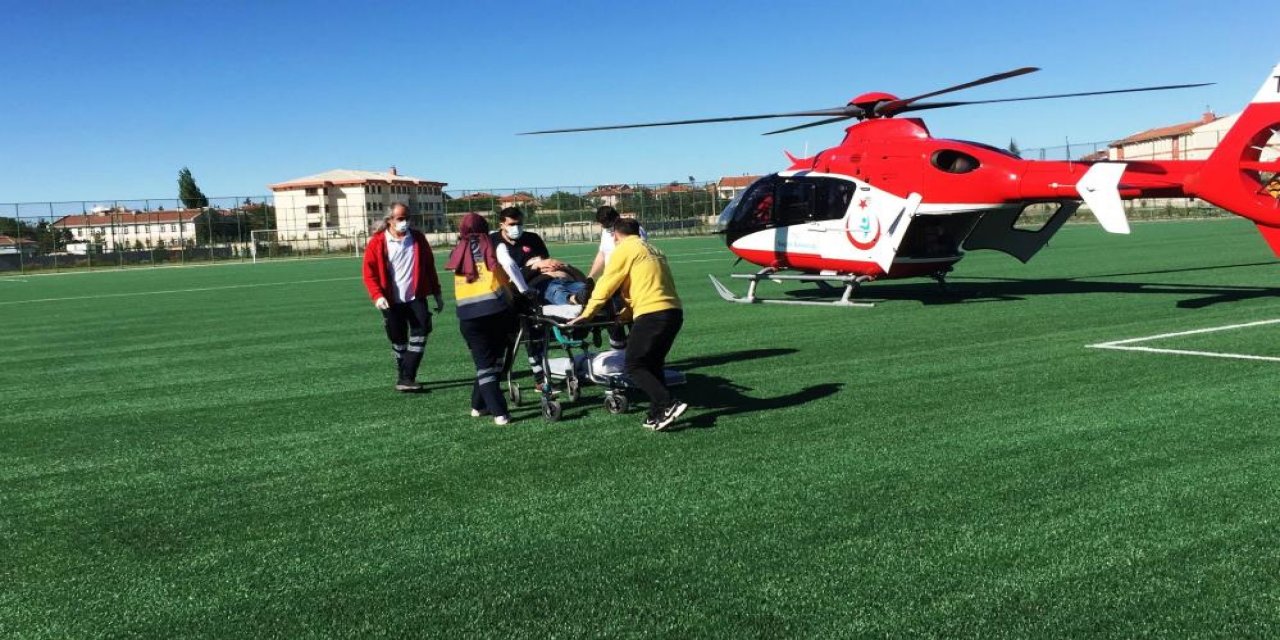 Konya’da helikopter ambulans, kalp krizi geçiren hasta için havalandı