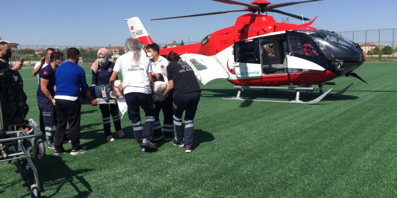 Cenaze evinde kalp krizi geçirdi! Konya’dan helikopter ambulans havalandı