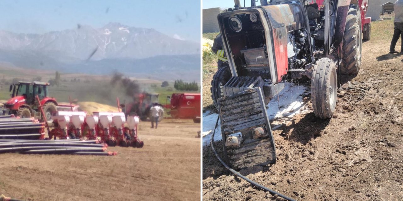 Konya’da traktör yangını