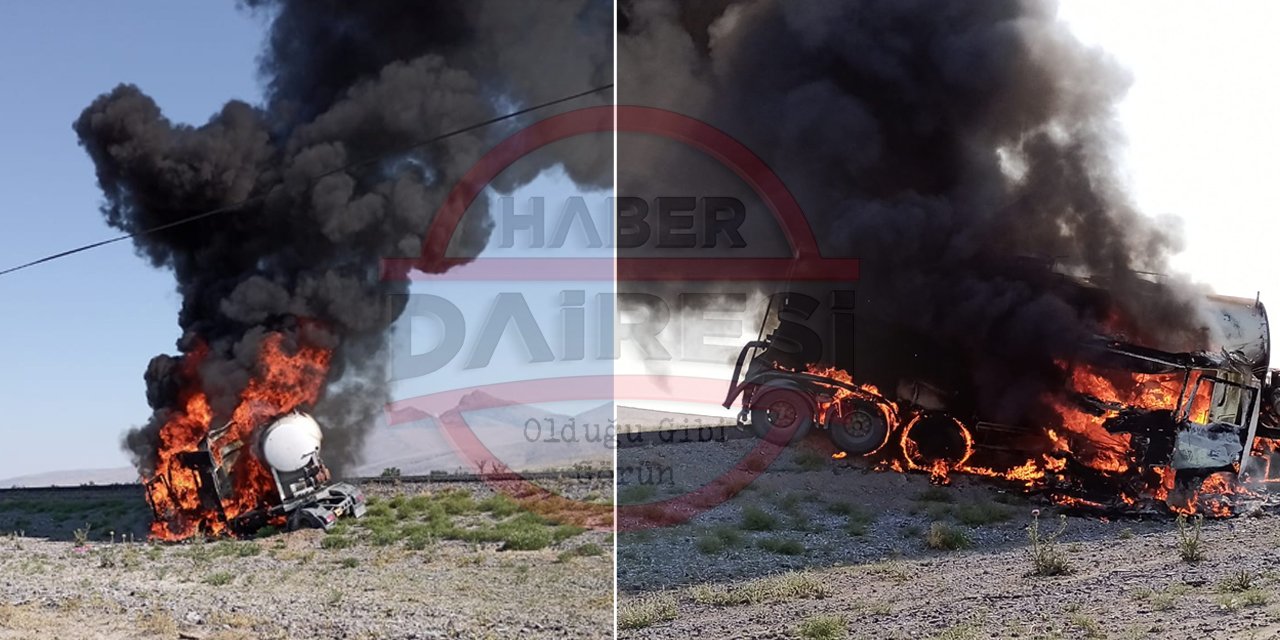 Konya'da korkulu dakikalar! Tanker alev topuna döndü, sürücü son anda kurtuldu