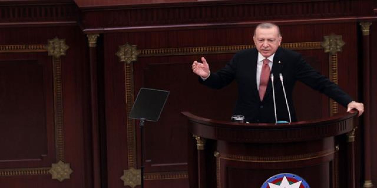 Cumhurbaşkanı Erdoğan, Azerbaycan Milli Meclisi'nde dünyaya ilan etti: Her daim yanındayız