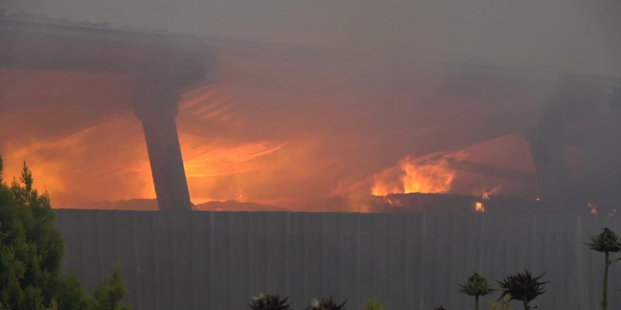 Büyükbaş hayvan çiftliğindeki saman balyalarında çıkan yangın 42 saatte söndürülebildi