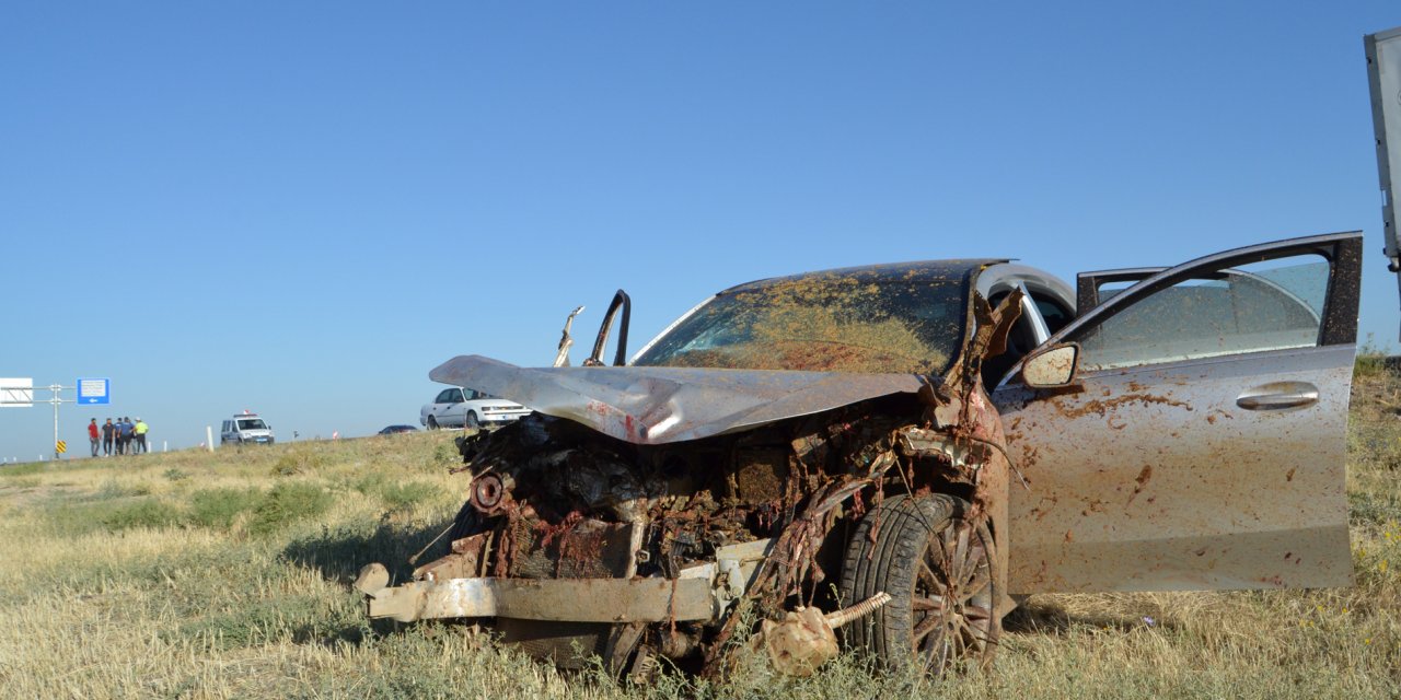 Konya yolunda feci kaza! Otomobil koyun sürüsüne daldı, çoban öldü, 2 kişi yaralandı