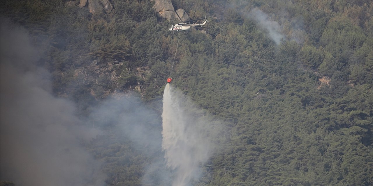 Aydın'ın Çine ilçesinde orman yangını söndürme çalışmaları devam ediyor