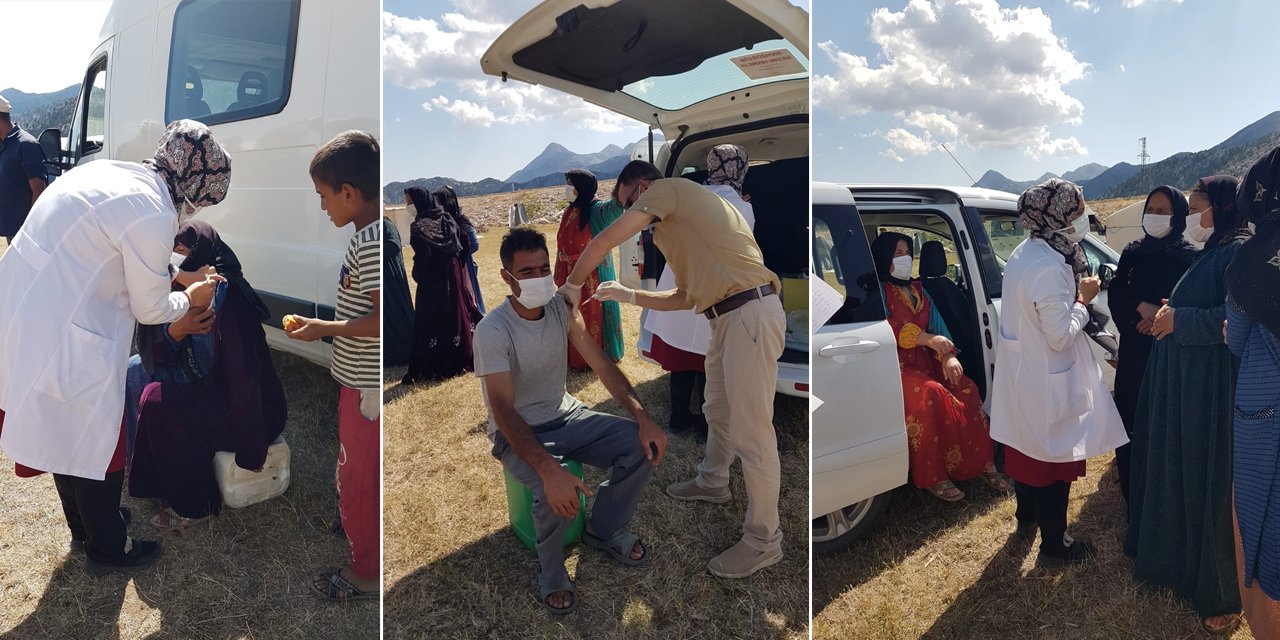 Konya'da tarım işçilerine Kovid-19 aşısı tarla ve kaldıkları çadırda yapıldı