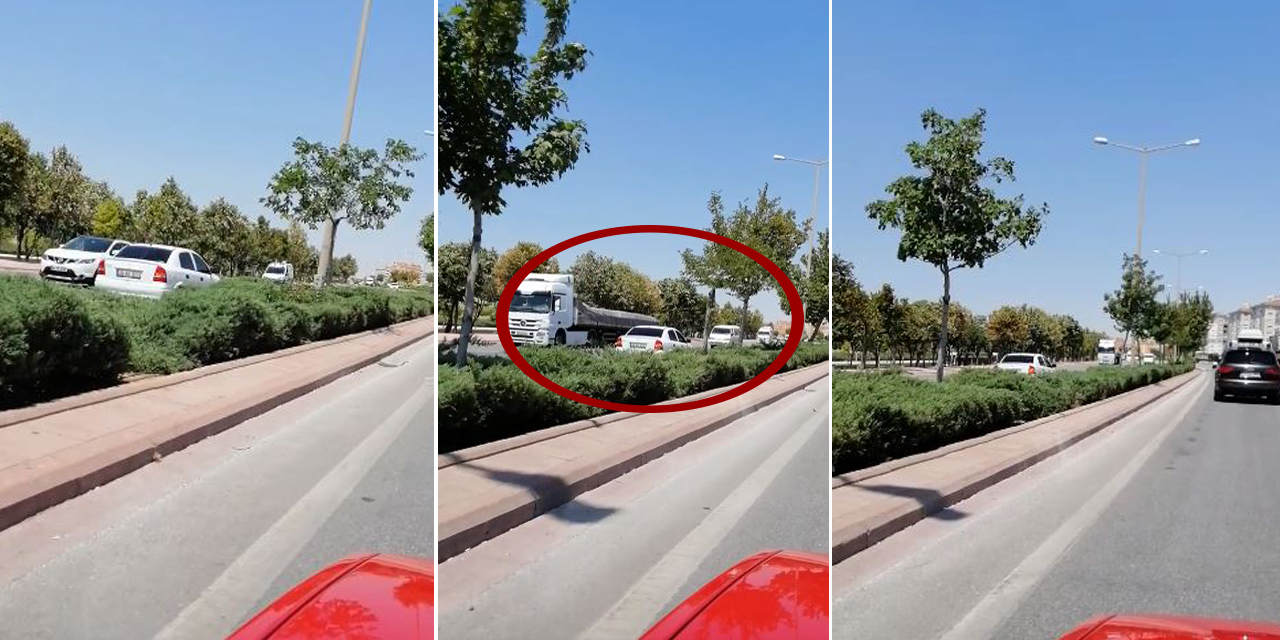 Konya’da ölüme meydan okuyan sürücü kamerada