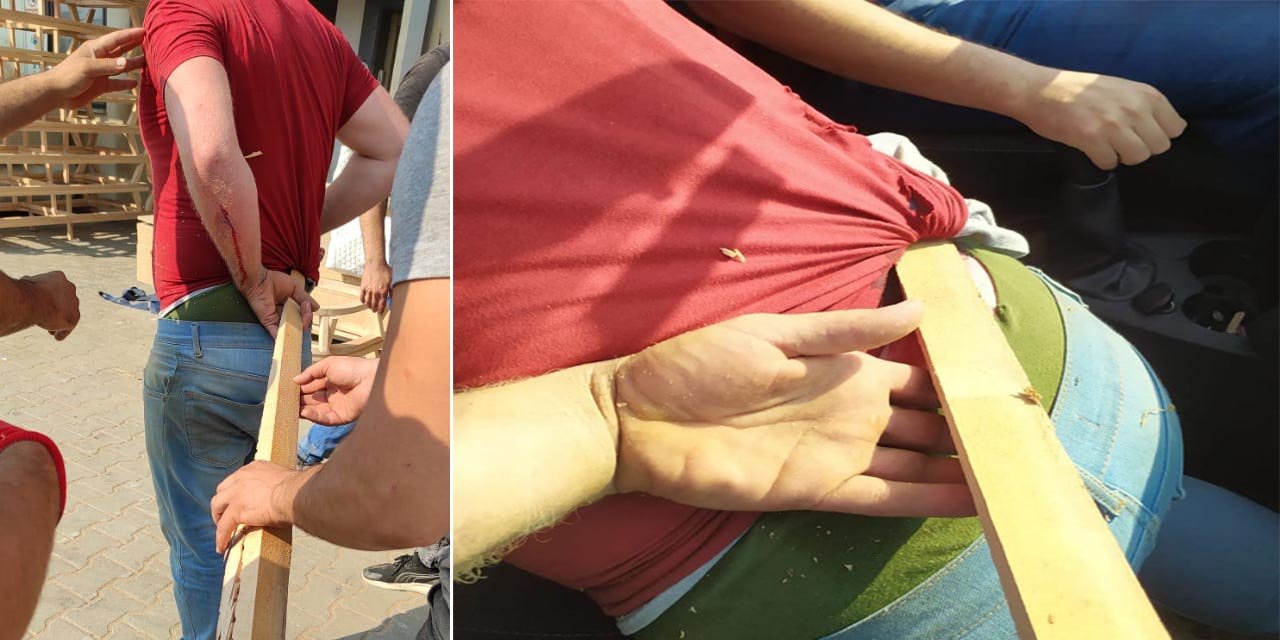 Mobilya atölyesinde makineden fırlayan kereste işçinin beline saplandı