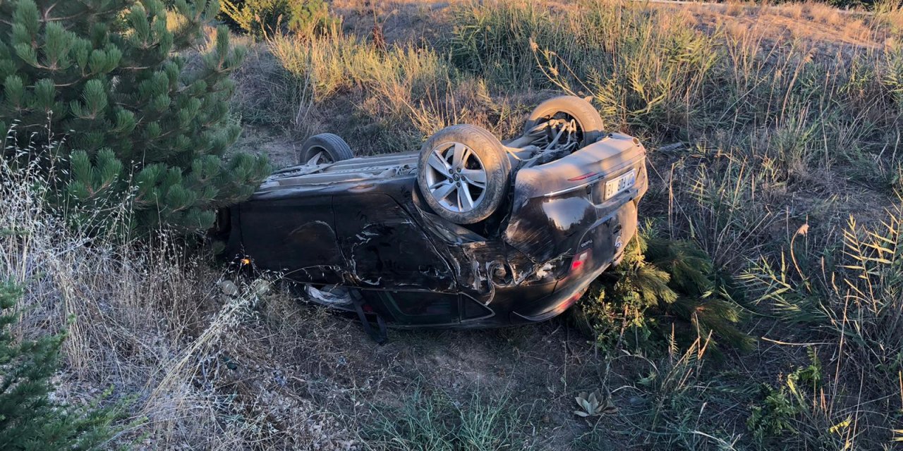 Konya’da yoldan çıkan otomobilin sürücüsü yaralandı