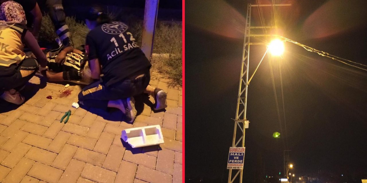 Konya’da 4 gün içinde ikinci olay! Aydınlatma direğinde kablo keserken akıma yapıldı