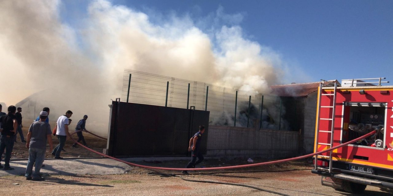 Konya’da korkutan yangın: 10 ton yonca kül oldu
