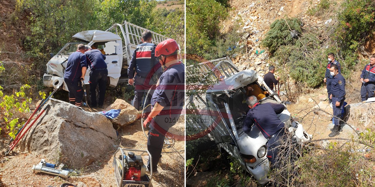 Konya’da ekipleri alarma geçiren kaza! Kamyonet 30 metrelik şarampole düştü