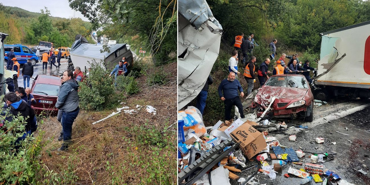 4 aracın karıştığı zincirleme kazada ortalık savaş alanına döndü: 1 ölü, 5 yaralı