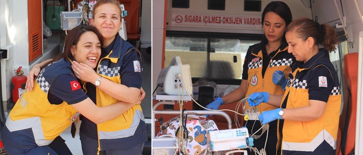 Konya'da hemşire anne ile doktor kızı aynı ambulansta görev yapıyor