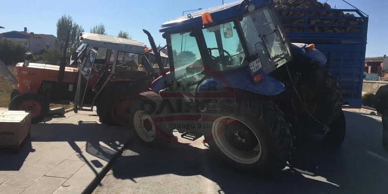 Olmaz denilen oldu! Konya’da aynı yönde seyreden traktörler çarpıştı