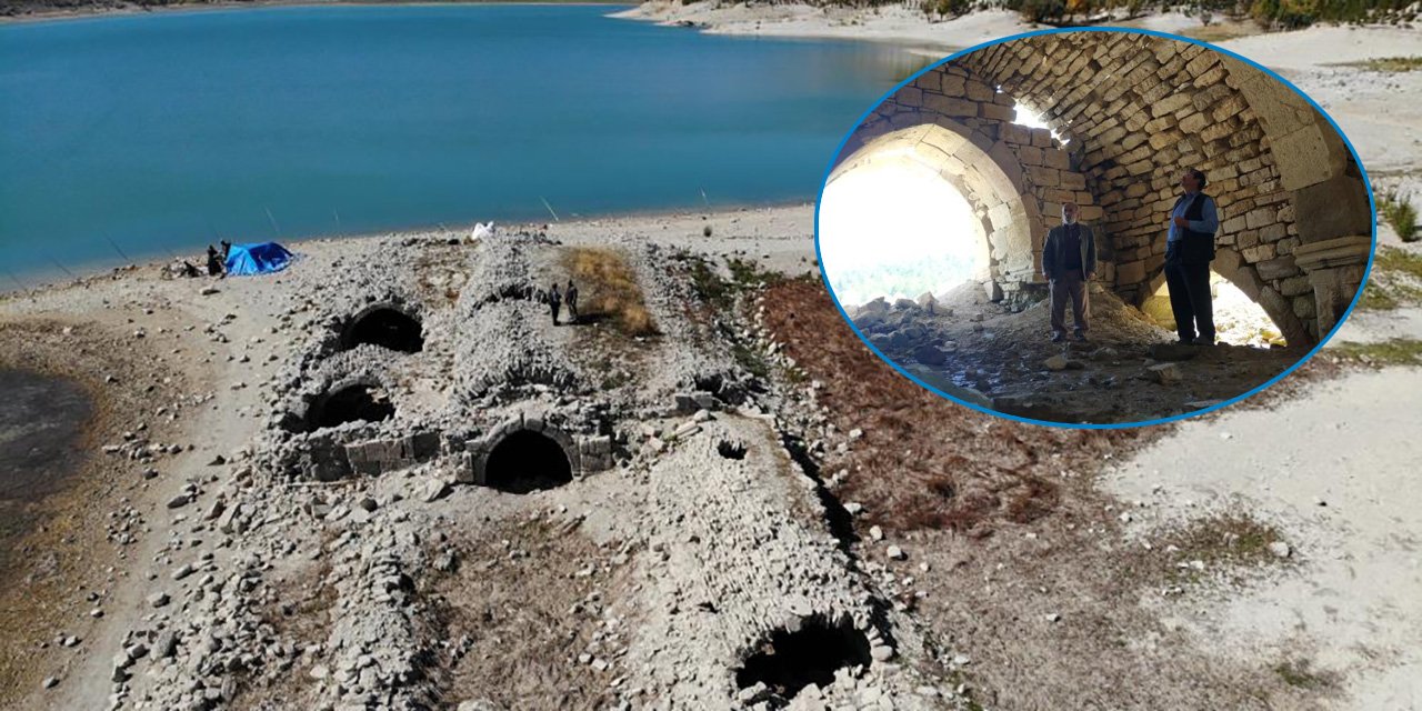 Konya’da kuraklıkla ortaya çıkan 820 yıllık han, hala dimdik ayakta