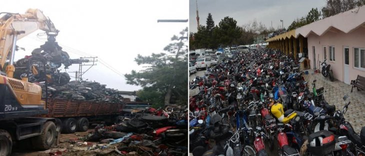 Konya'da el konulan bin 565 motosiklet hurdaya gönderildi