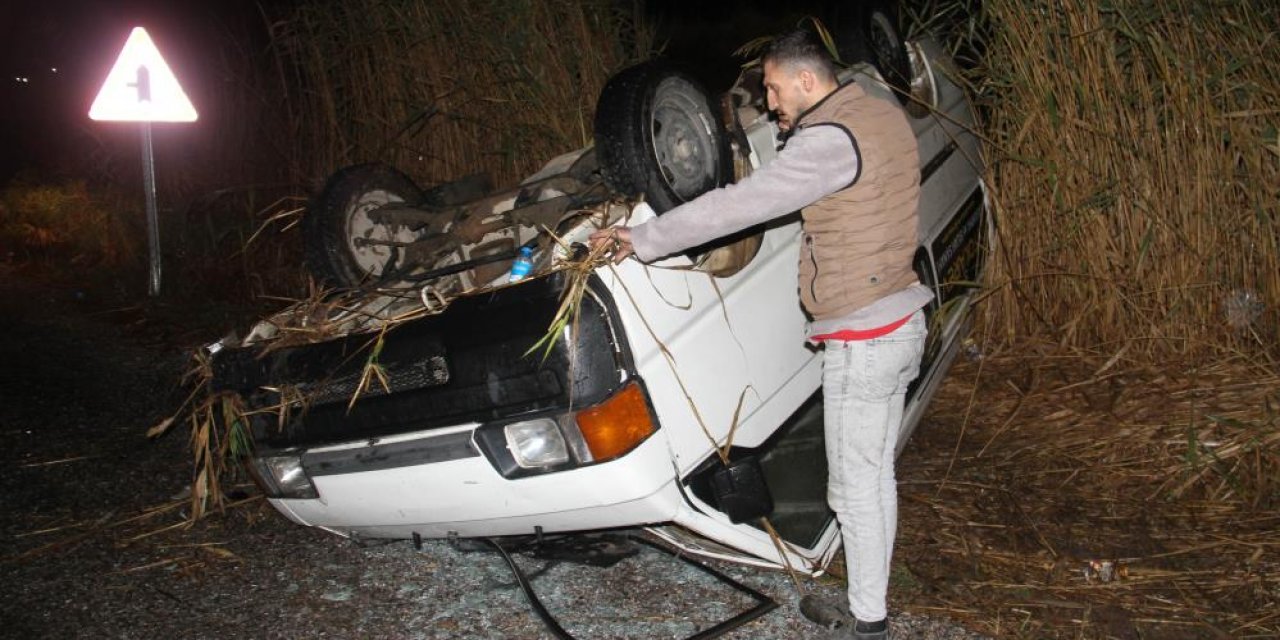 Konya’da silah fabrikasının minibüsü sazlıkların içine devrildi: 2 yaralı
