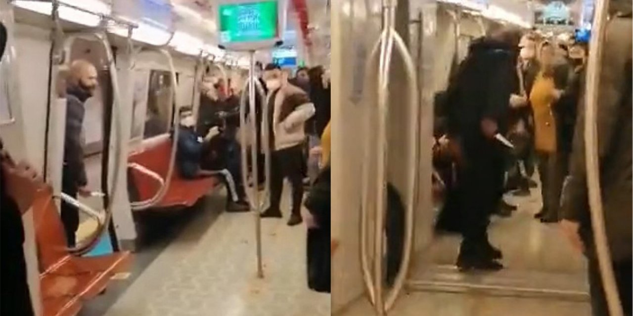 Metroda dehşet! Kadın yolcuya küfürler savurup bıçakla saldırdı