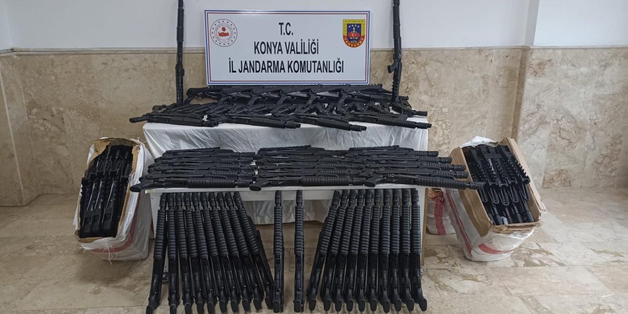 Konya'da usulsüz üretilen 150 pompalı av tüfeği ele geçirildi