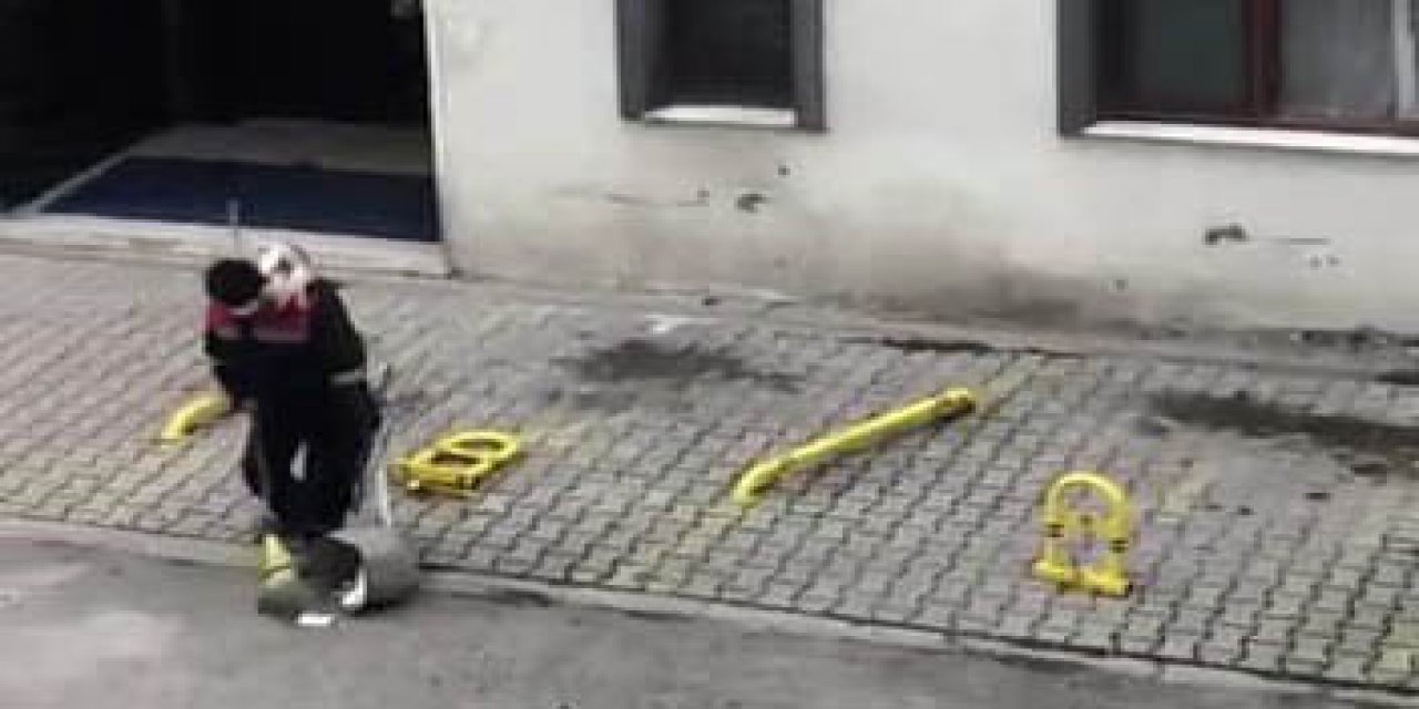 Kediyle omuz omuza sokakları temizliyor