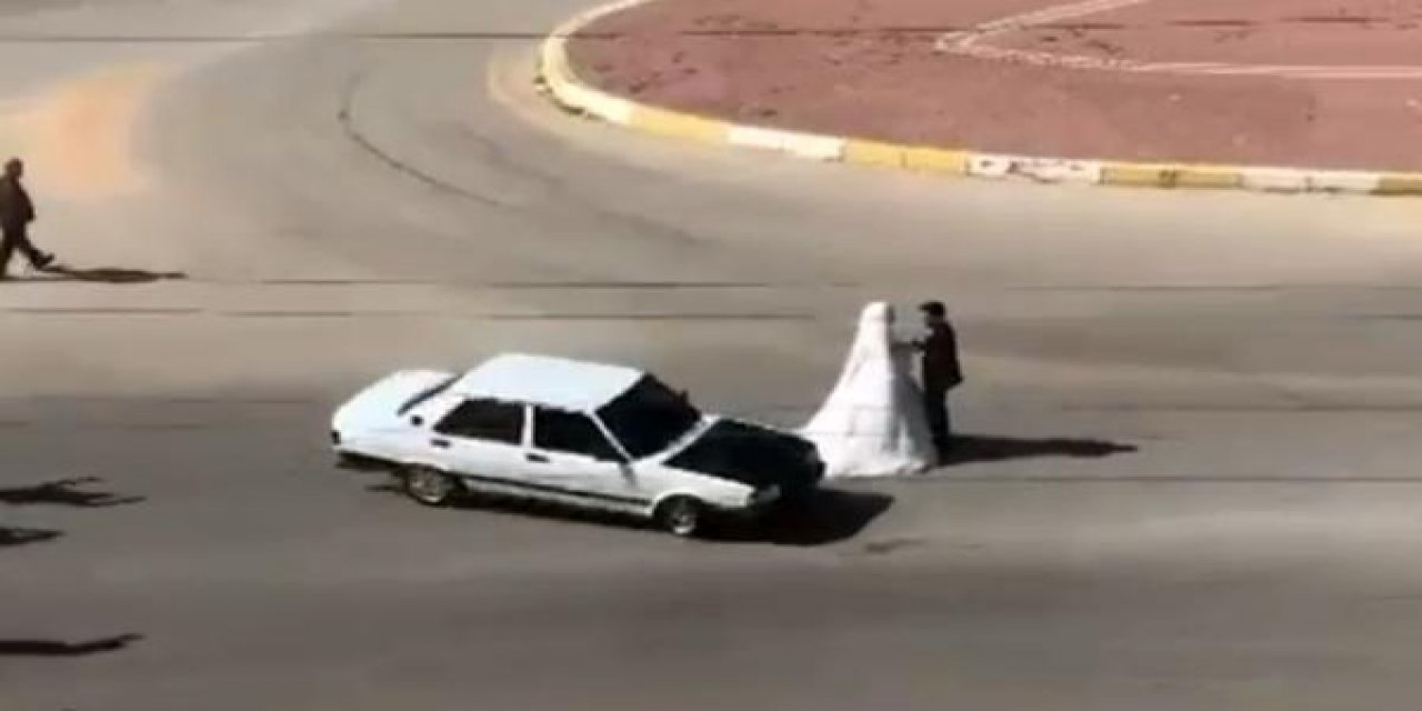 Gelin ile damadın çevresinde drift pahalıya patladı
