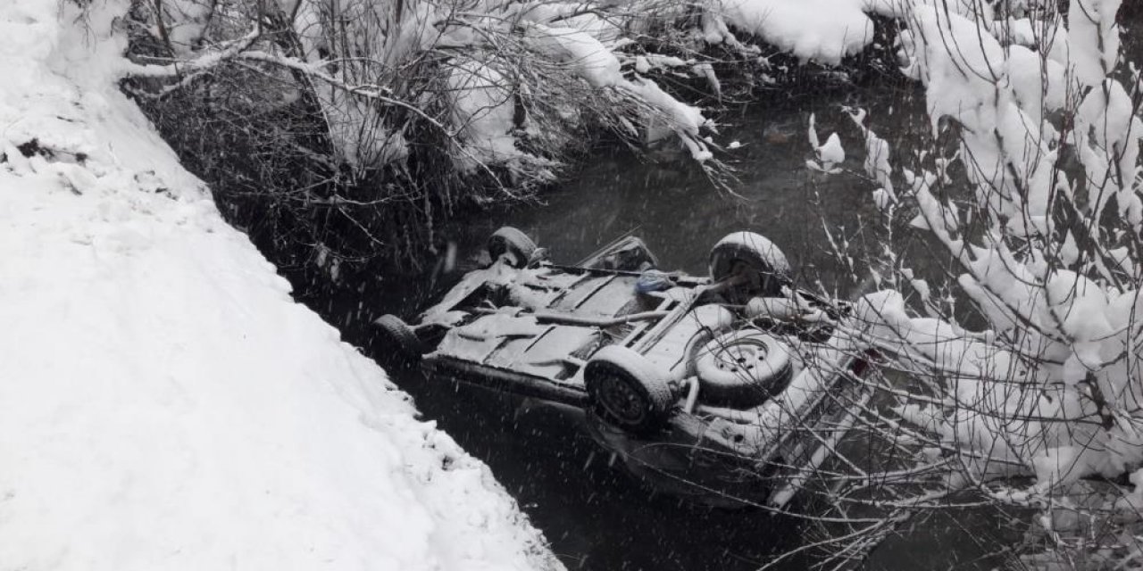 Konya’da dereye uçan otomobildeki imam öldü, eşi yaralandı
