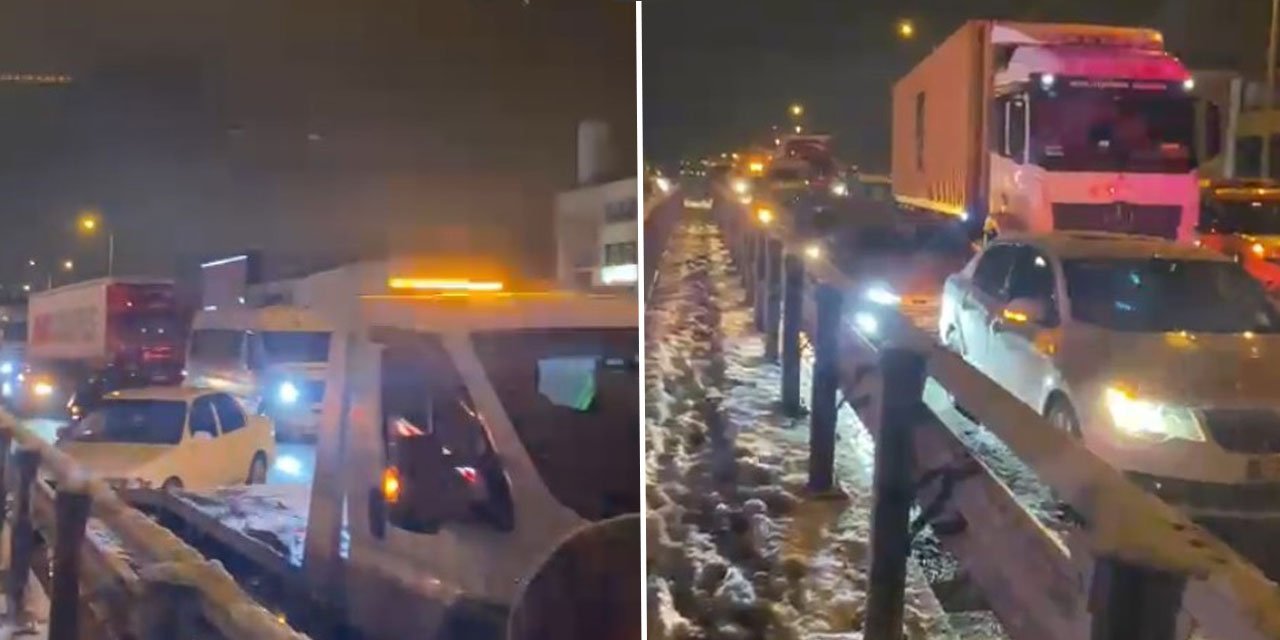 10’dan fazla araç birbirine girdi, yol trafiğe kapatıldı