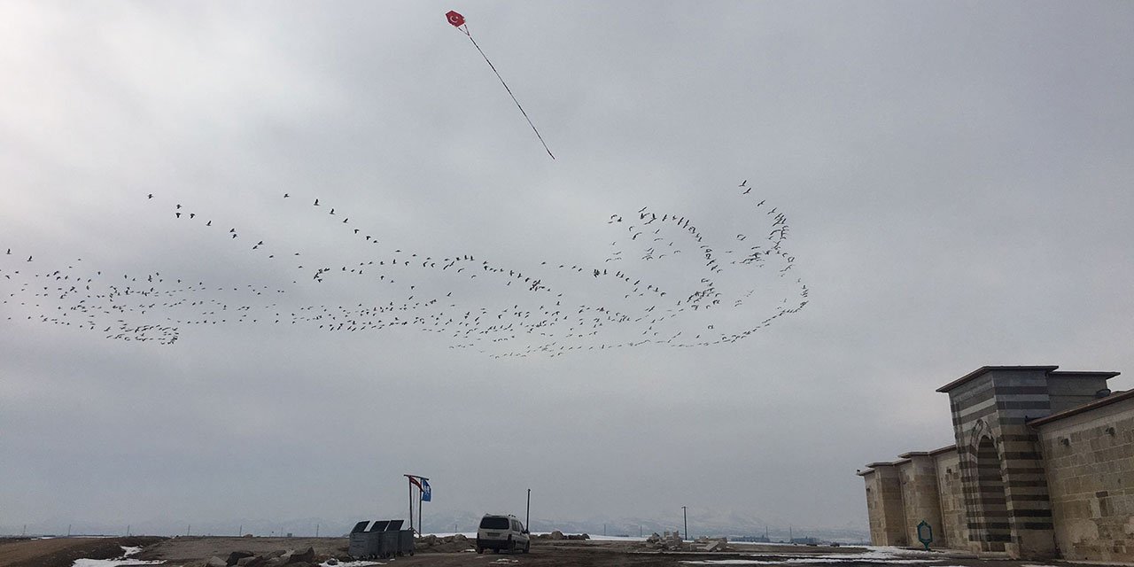 Konya’da baharın müjdecisi leyleklere karlı karşılama