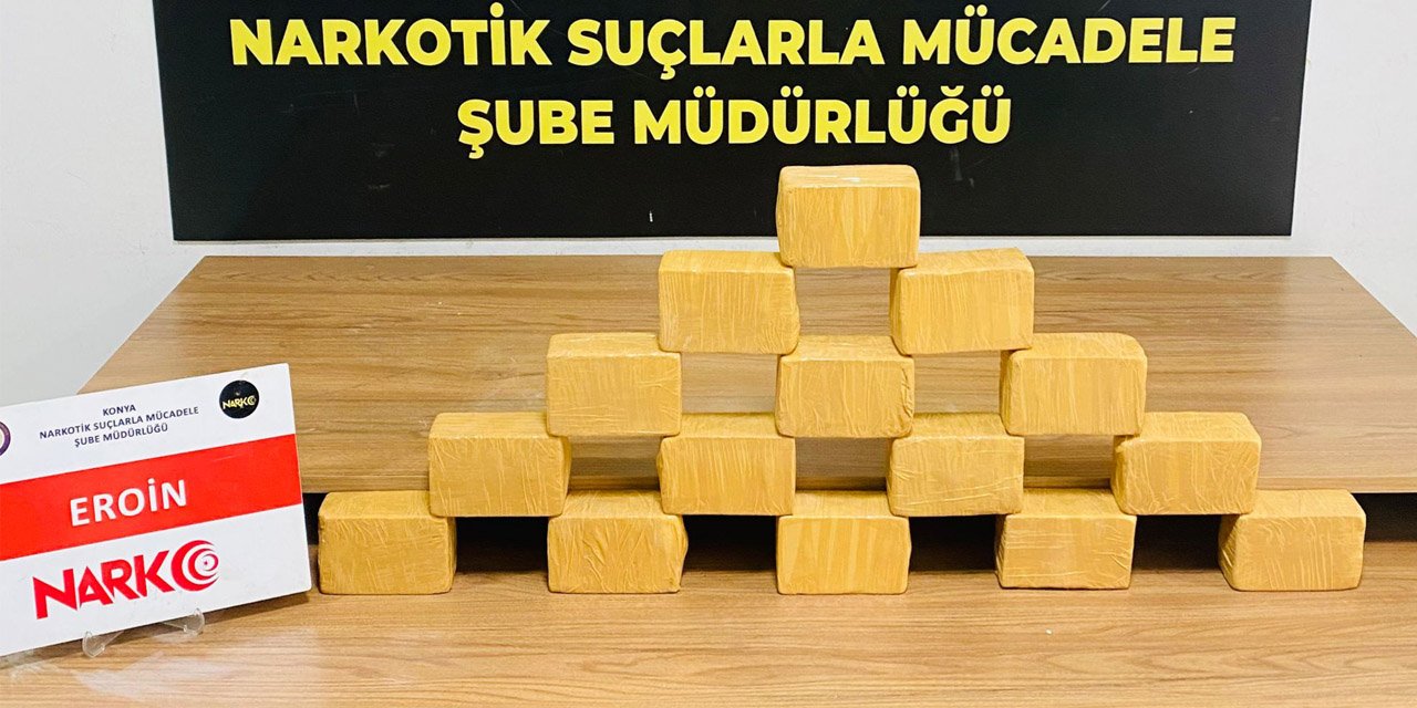 Konya polisi, piyasaya sürülmeye hazırlanan 8 kilo eroin ele geçirdi