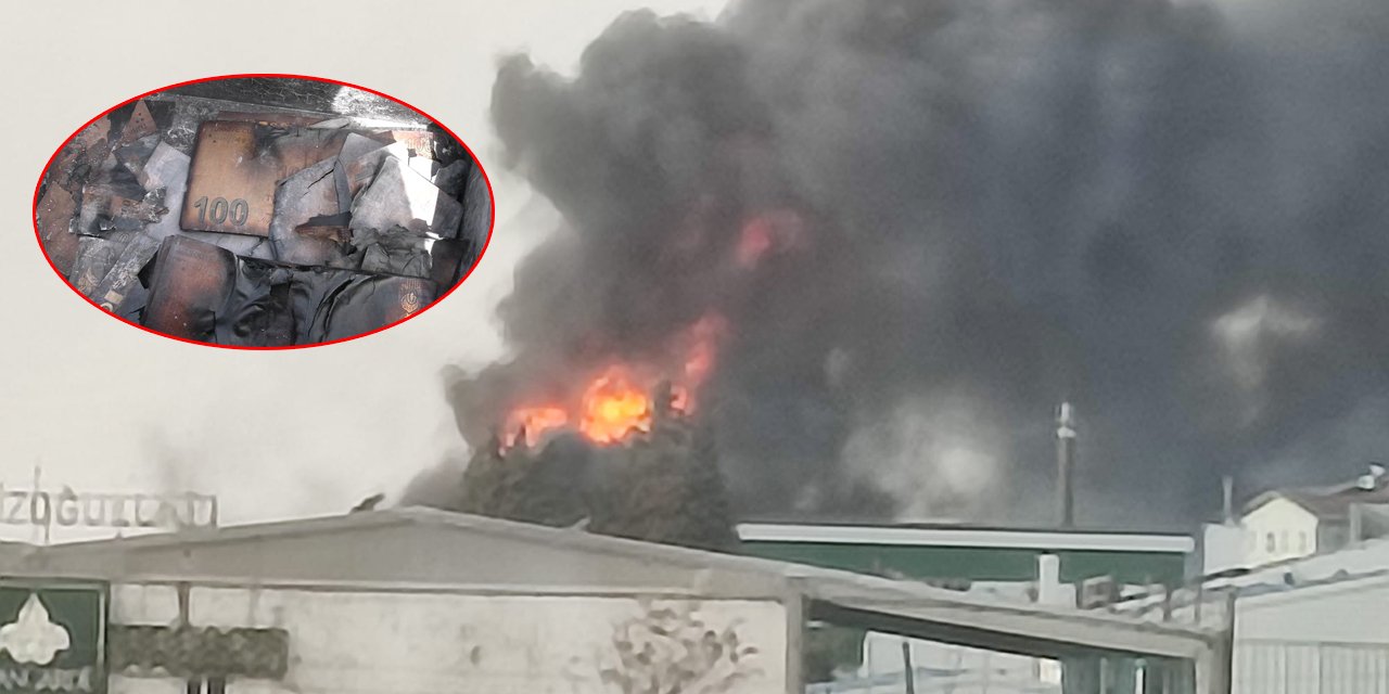 Konya’daki mobilya fabrikası yangınında paralar da kül olmuş