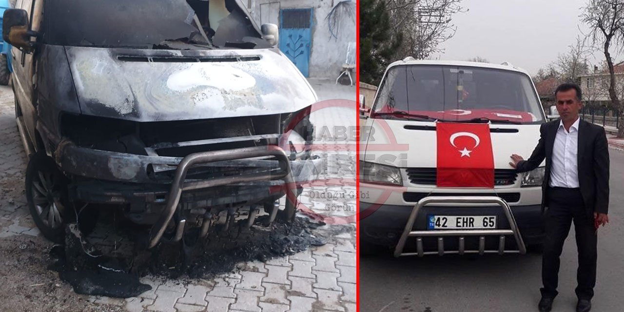 Konya’da muhtarın aracı yandı! Kundaklama şüpheli var