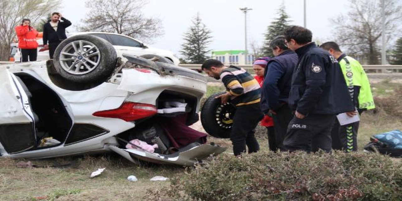 Otomobil takla attı, 1’i bebek 6 kişi yaralandı