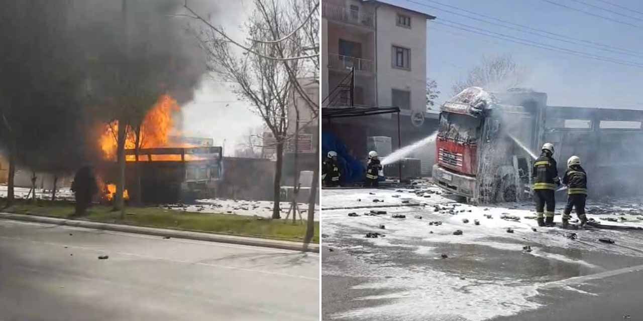 Son Dakika: Konya’da hareketli anlar! Kamyonda yangın çıktı, patlamalar korkuttu
