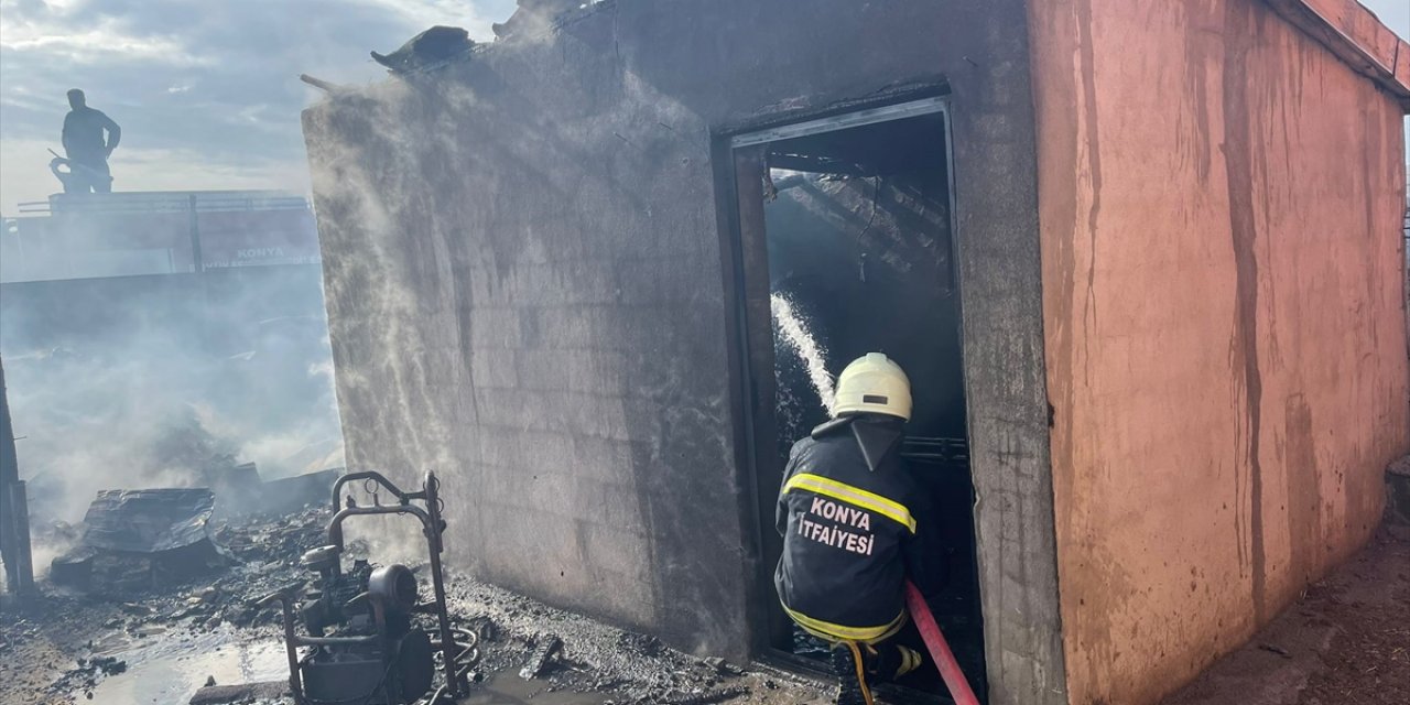 Konya’da samanlık yangını! Eve sıçramadan söndürüldü