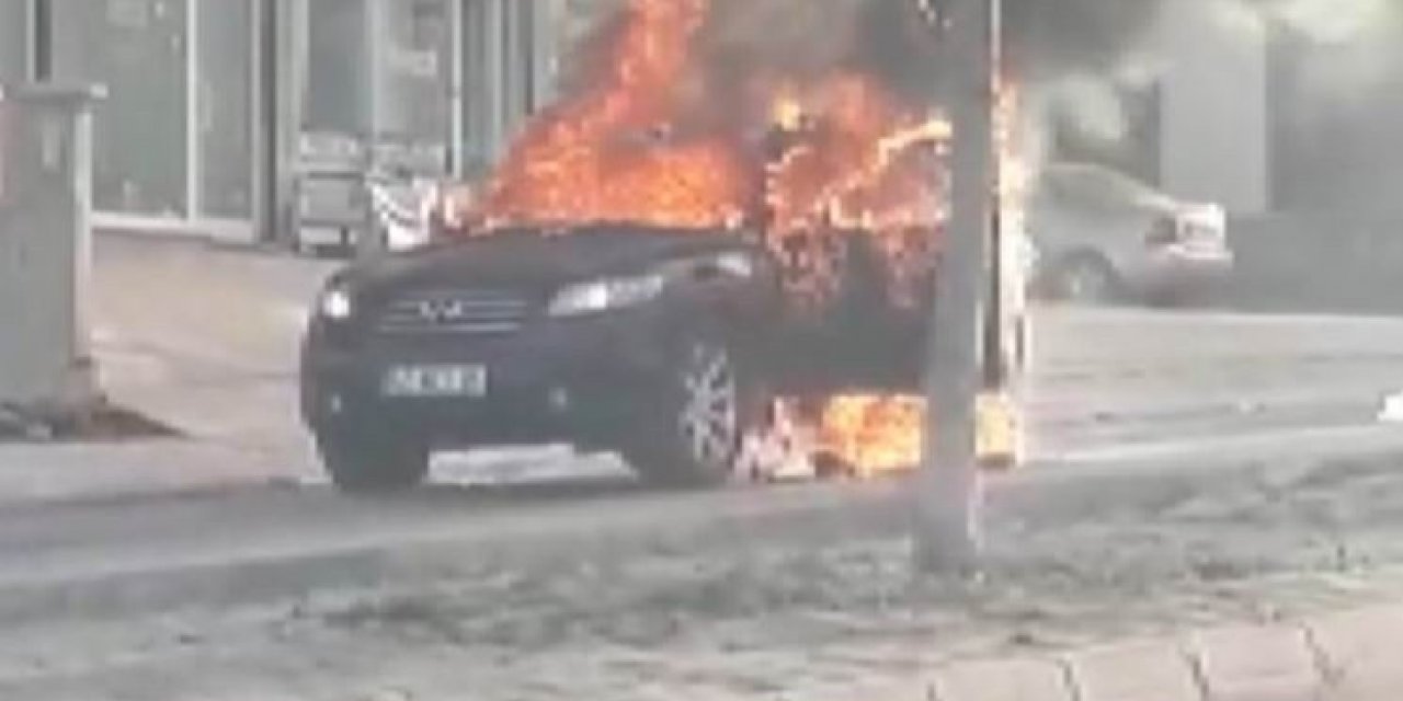 Konya’da bir cip alev alev yandı