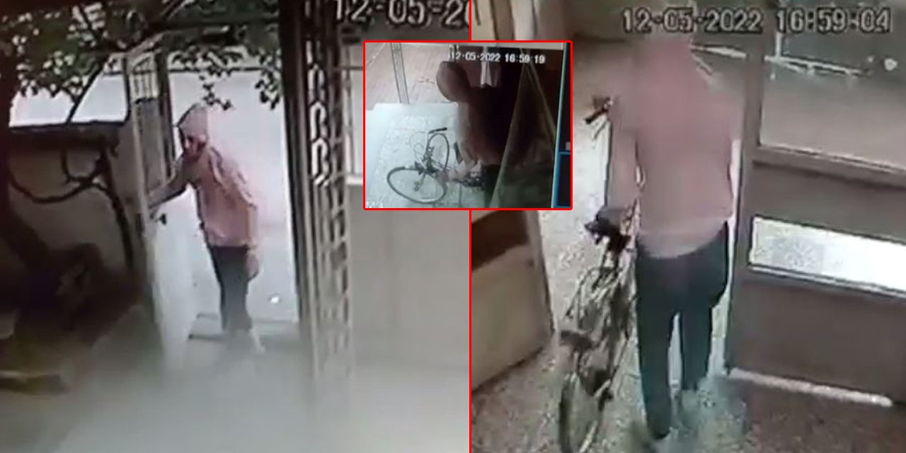 Konya’da bir hırsız, apartmandan bisiklet çalarak kayıplara karıştı