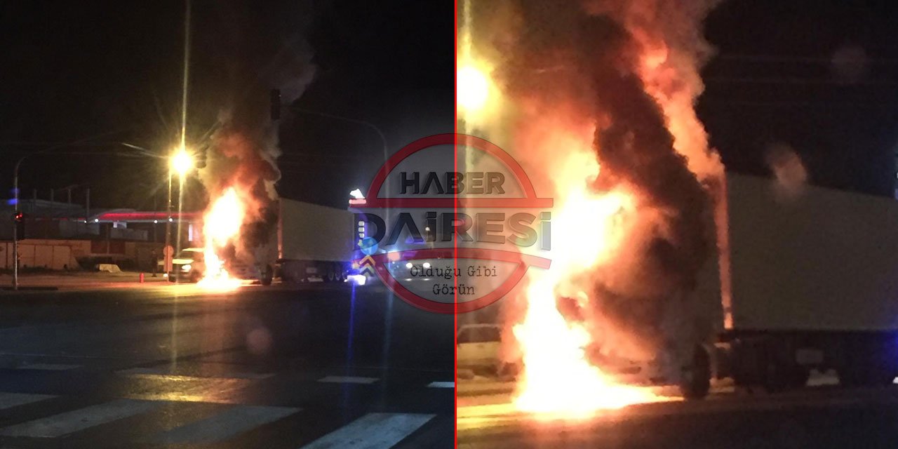 Son dakika: Konya’da seyir halindeki TIR alev alev yandı