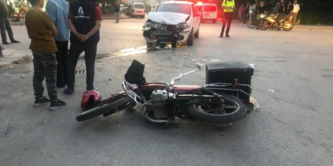 Konya'da otomobille çarpışan motosikletin sürücüsü yaralandı