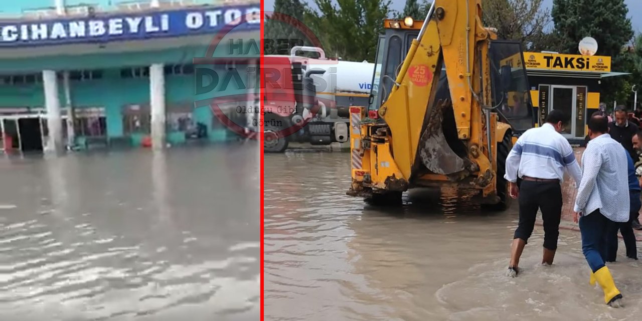 Konya’da sağanak yağmur bir ilçeyi daha vurdu! Otogarı su bastı