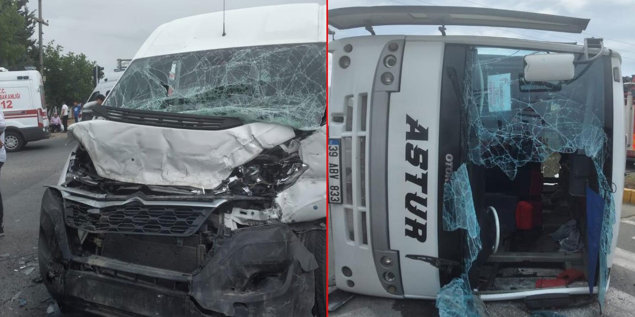 İşçileri taşıyan minibüs ile midibüs çarpıştı: Çok sayıda yaralı var